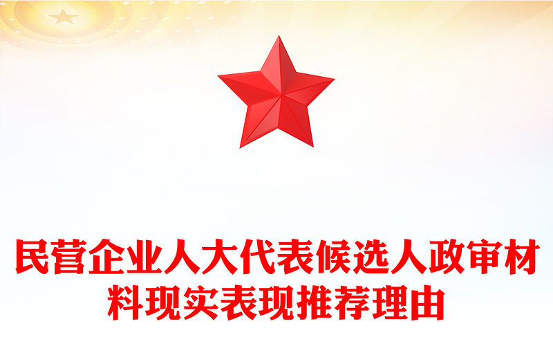 民营企业人大代表候选人政审材料现实表现推荐理由