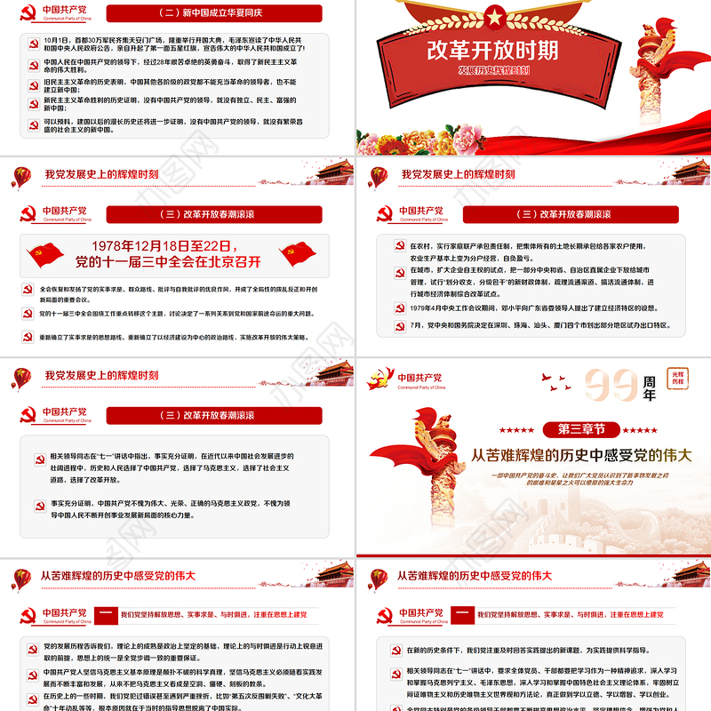 党政党建党课100周年七一党课光辉历程PPT动态模板