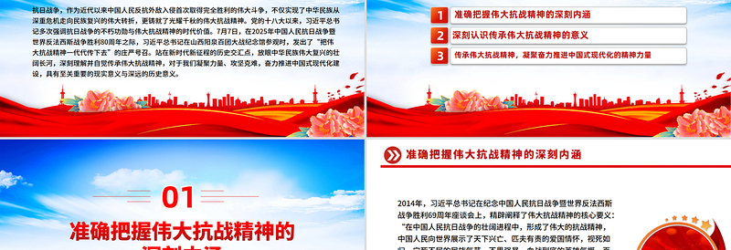 精美大气传承伟大抗战精神凝聚奋力推进中国式现代化的精神力量PPT微党课