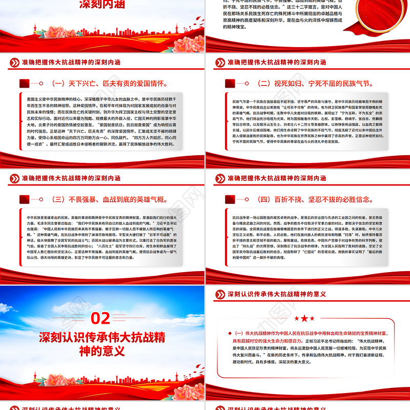精美大气传承伟大抗战精神凝聚奋力推进中国式现代化的精神力量PPT微党课