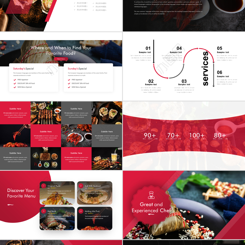 原创时尚创意美食宣传画册餐饮行业招商餐厅加盟PPT模板-版权可商用