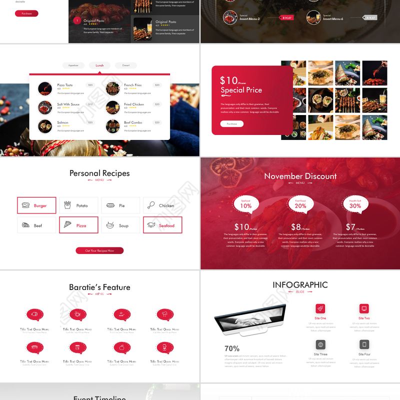 原创时尚创意美食宣传画册餐饮行业招商餐厅加盟PPT模板-版权可商用