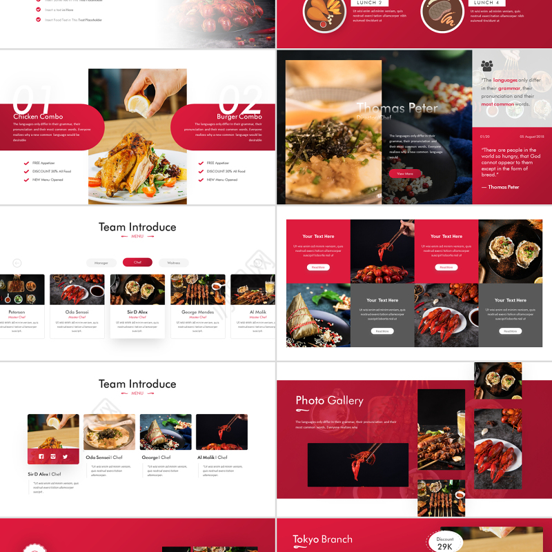 原创时尚创意美食宣传画册餐饮行业招商餐厅加盟PPT模板-版权可商用