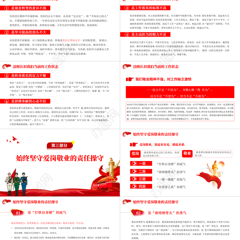 把忠诚镌刻在岗位上PPT党政大气风热烈庆祝中国人民解放军建军95周年专题党课课件模板