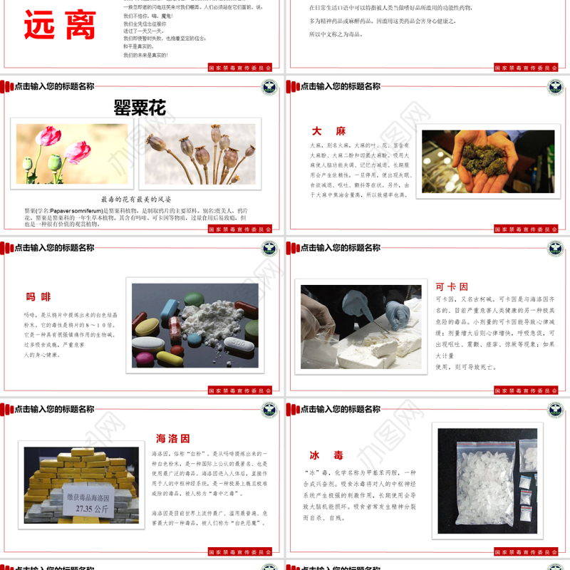 【完整内容】国际禁毒日珍爱生命远离毒品禁毒知识教育PPT课件模板
