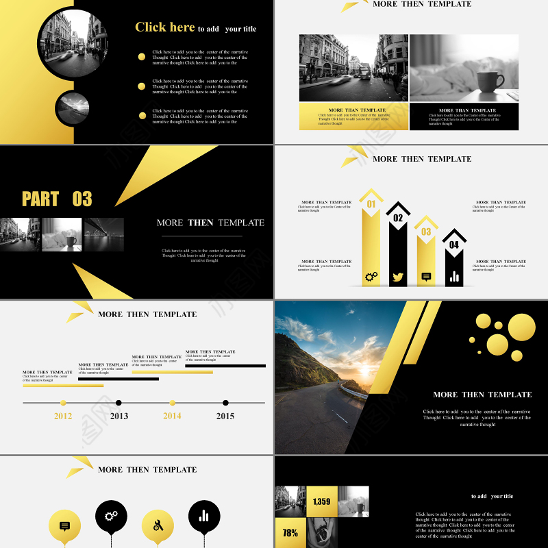 时尚黄黑色欧美杂志风PPT模板