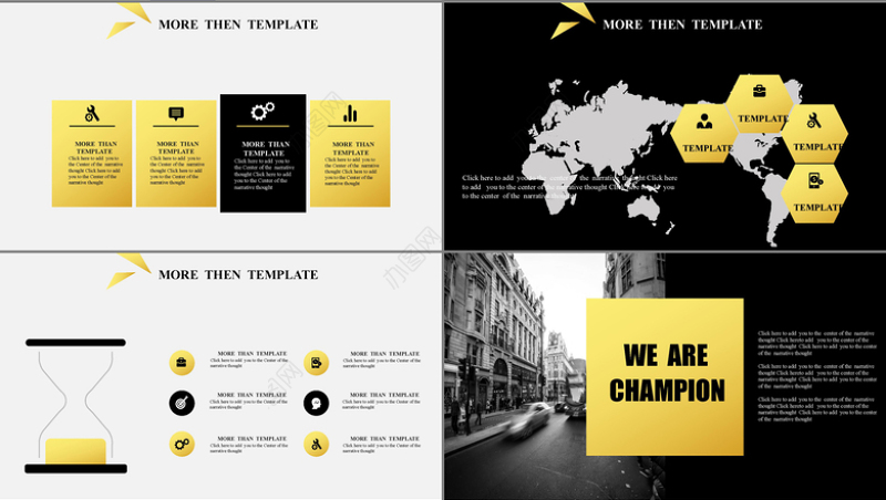 时尚黄黑色欧美杂志风PPT模板