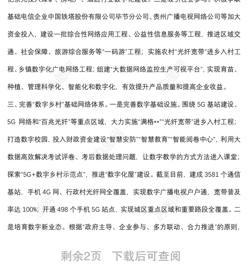 数字乡村改革工作汇报