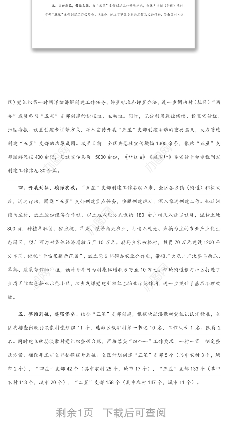 “五星”支部创建工作汇报