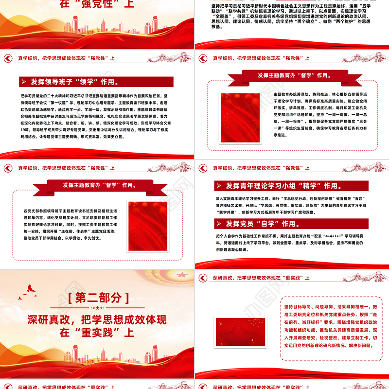 2023年主题教育阶段总结PPT大气简洁深研真改真抓实干推动主题教育工作走在前列当好标杆课件