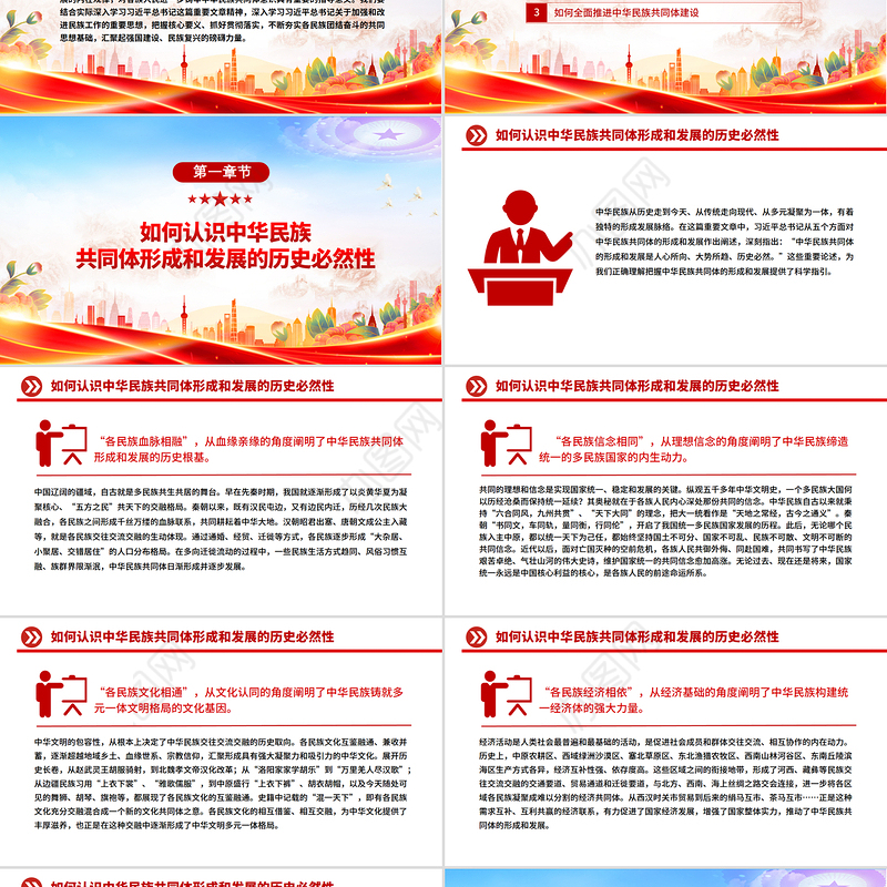 红色精美怎样认识推进中华民族共同体建设PPT党课课件