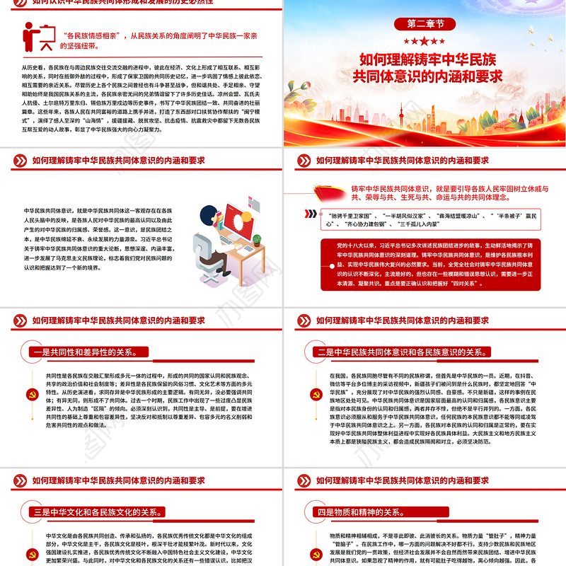 红色精美怎样认识推进中华民族共同体建设PPT党课课件