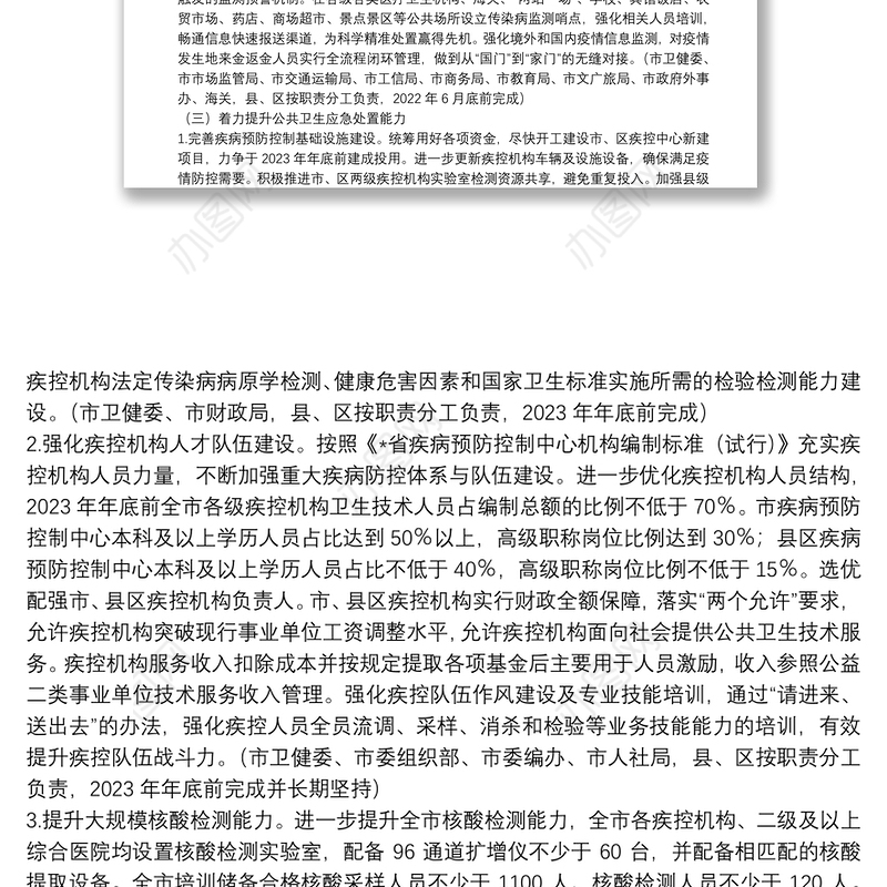 市公共卫生应急处置能力建设工作方案（2022—2023年）