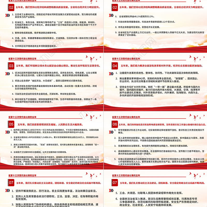 红色党建风中国共产党甘肃省第十二次代表大会专题党课PPT课件模板