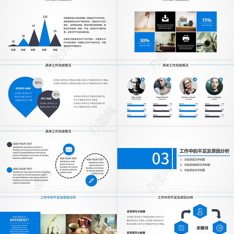 工作计划报告PPT蓝色创意会议报告模板
