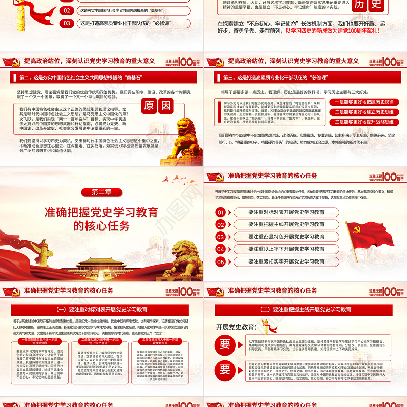 2021党史学习教育动员大会PPT模板热烈庆祝中国共产党成立一百周年