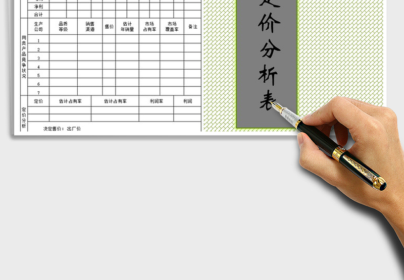 2021年产品定价分析表