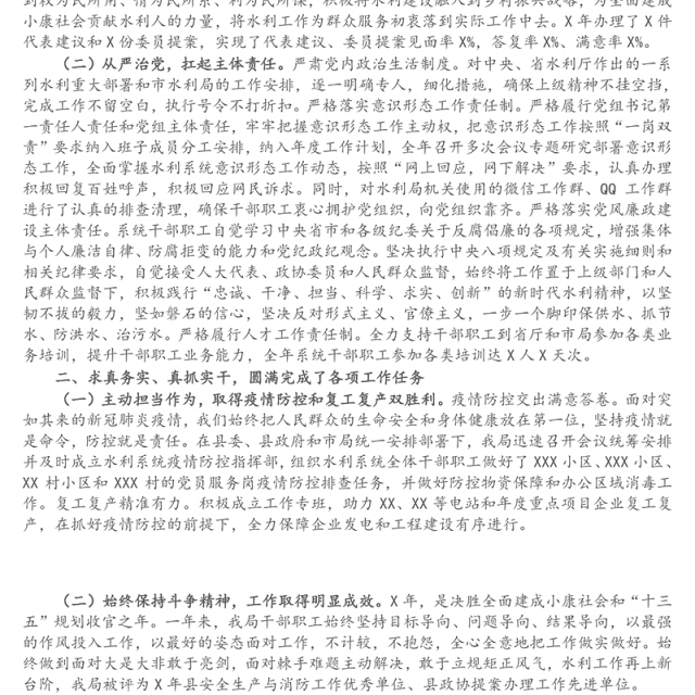 县水利工作年度工作总结