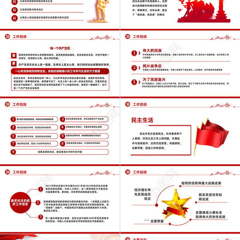 2023党员主题党日PPT红色党政风心存敬畏手握戒尺党员干部学习教育主题微党课课件模板下载