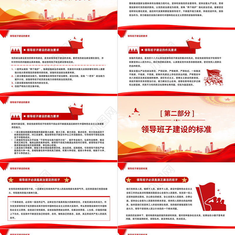 2023党支部的领导班子建设PPT红色党政风党建宣传主题教育报告模板下载