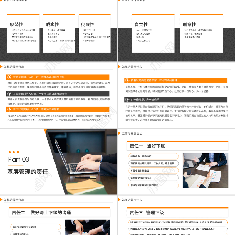 原创企业员工工作责任心塑造培训课件PPT模板-版权可商用