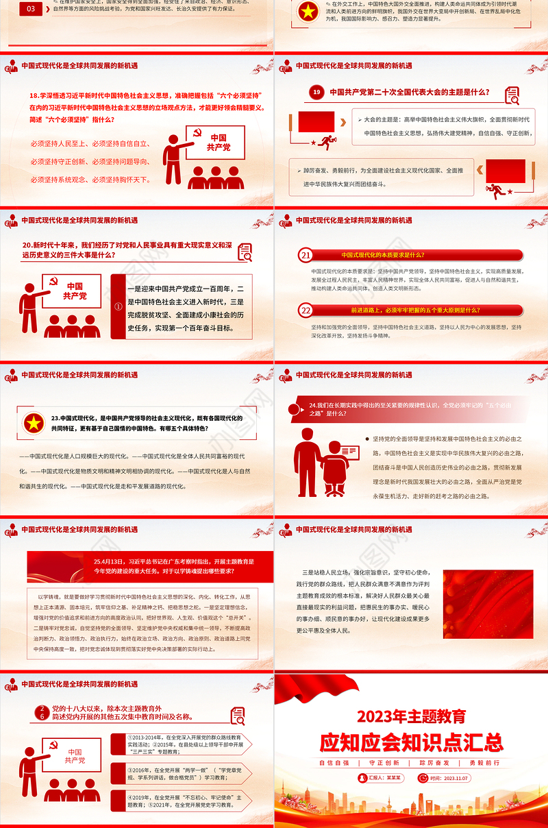 第二批主题教育应知应会知识点汇总PPT简洁风主题教育知识问答党员学习教育专题课件