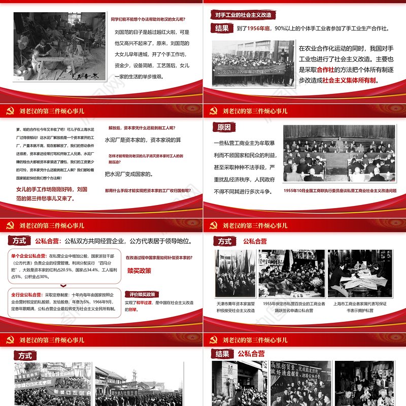 三大改造PPT传统中国风对农业手工业和资本主义工商业进行的社会主义改造历史学习课件