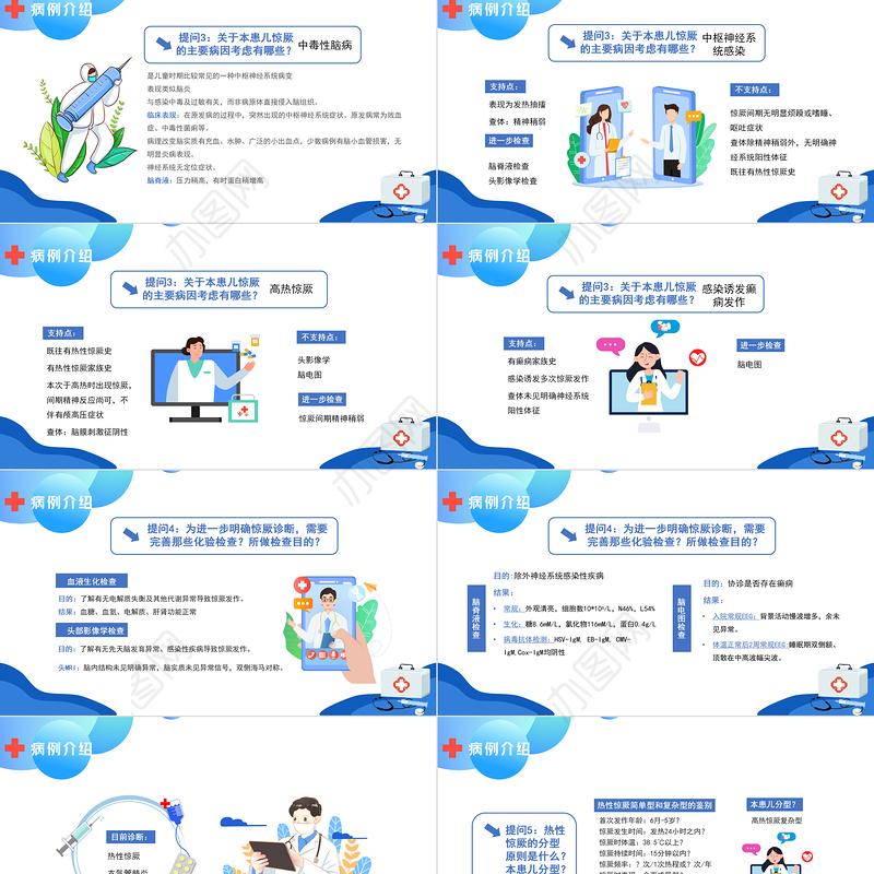 2022小儿惊厥病例分析PPT卡通风医疗病例分析专题会议课件模板