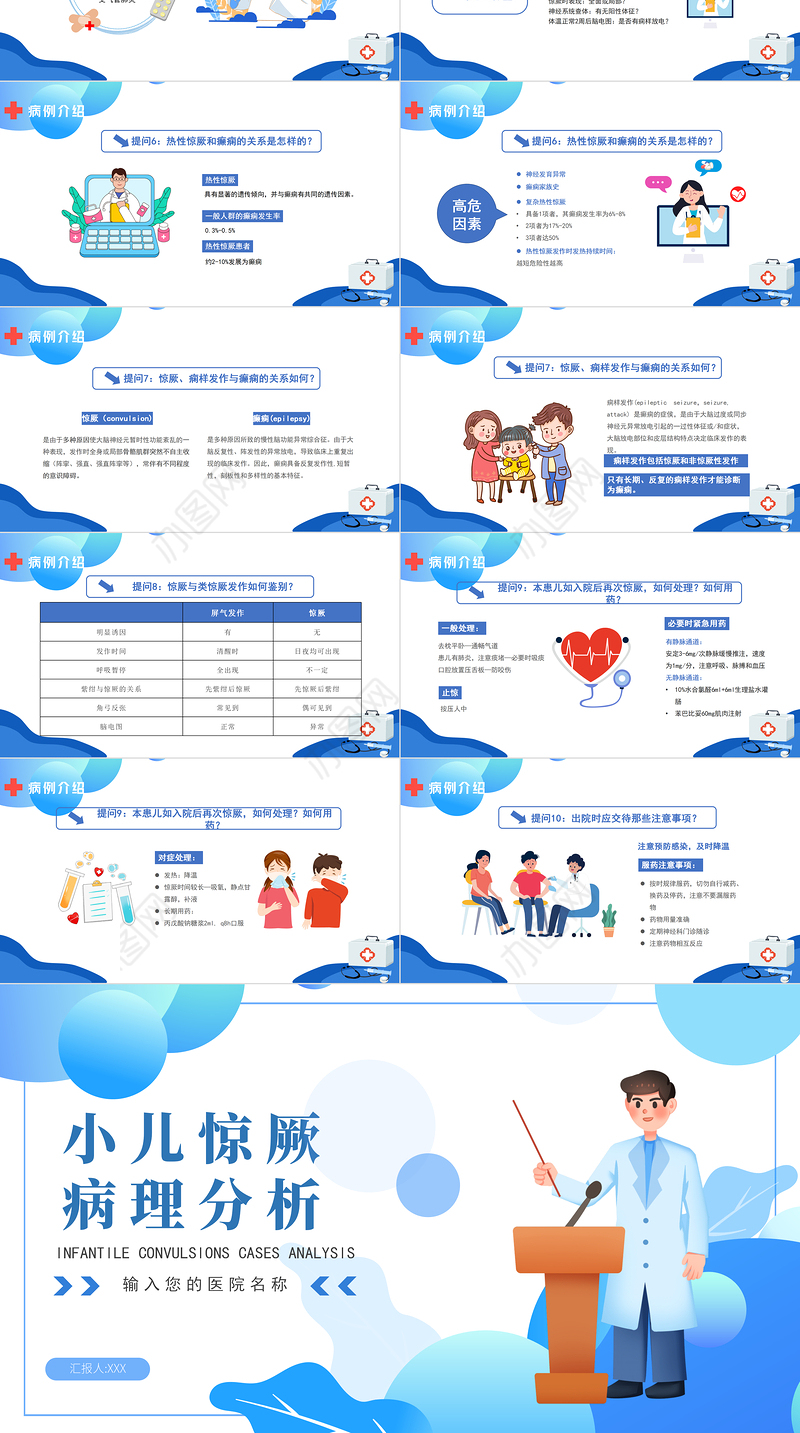 2022小儿惊厥病例分析PPT卡通风医疗病例分析专题会议课件模板