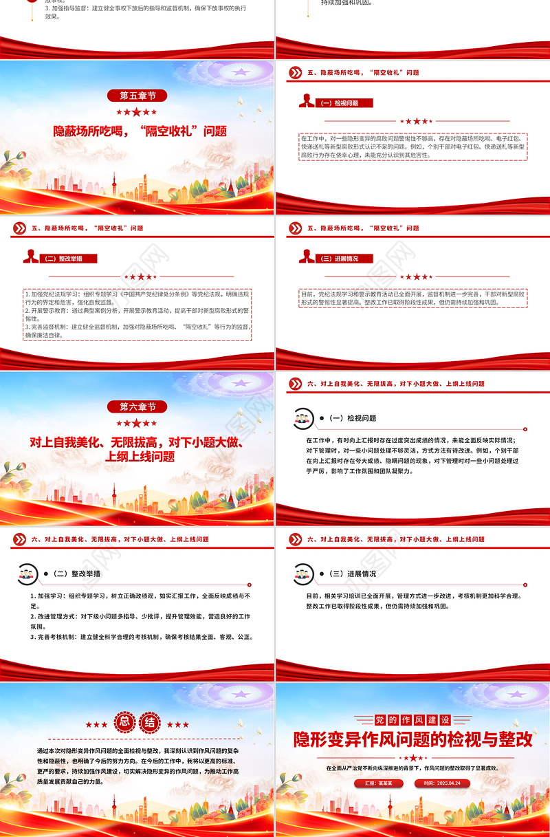 隐形变异作风问题的检视与整改PPT精美简洁党的作风建设课件