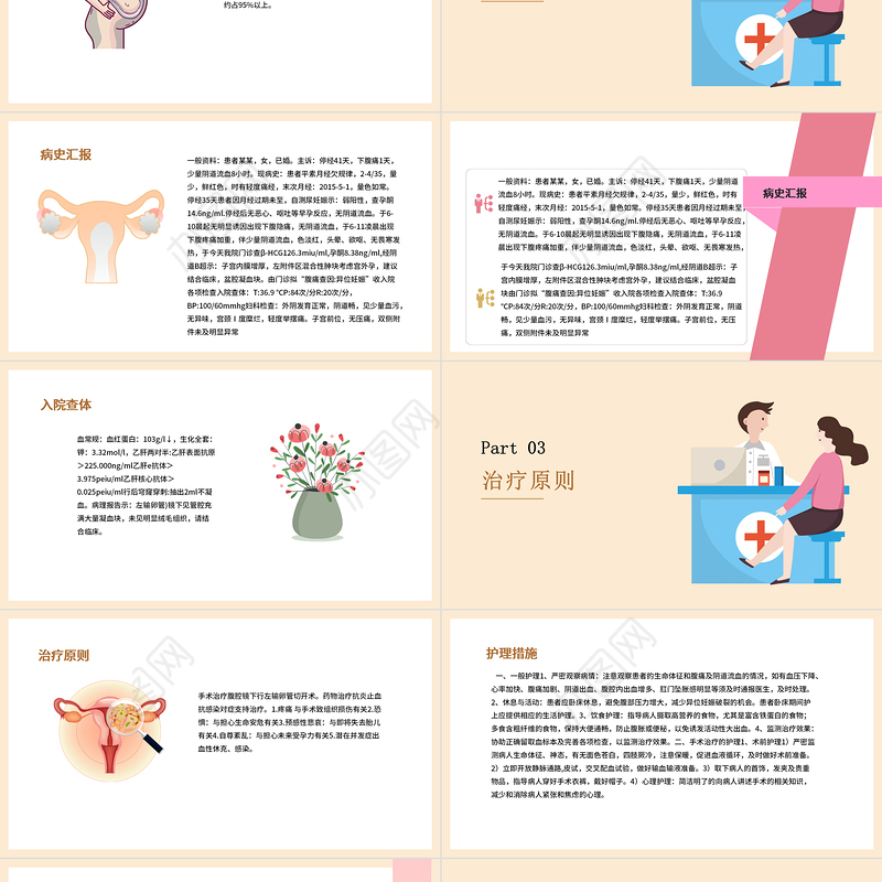 2022宫外孕个案护理查房PPT温馨简约护理查房通用PPT