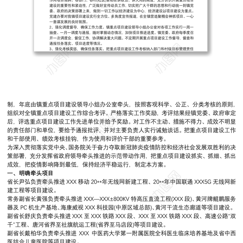 重点项目推进工作方案