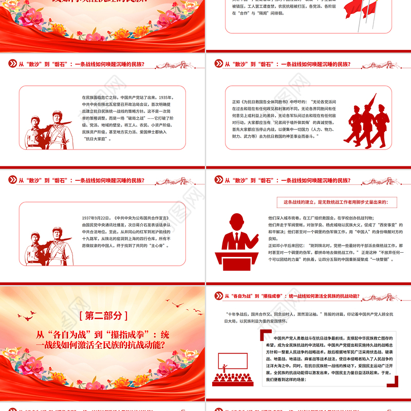 党政风抗日民族统一战线PPT纪念抗战胜利80周年主题党课