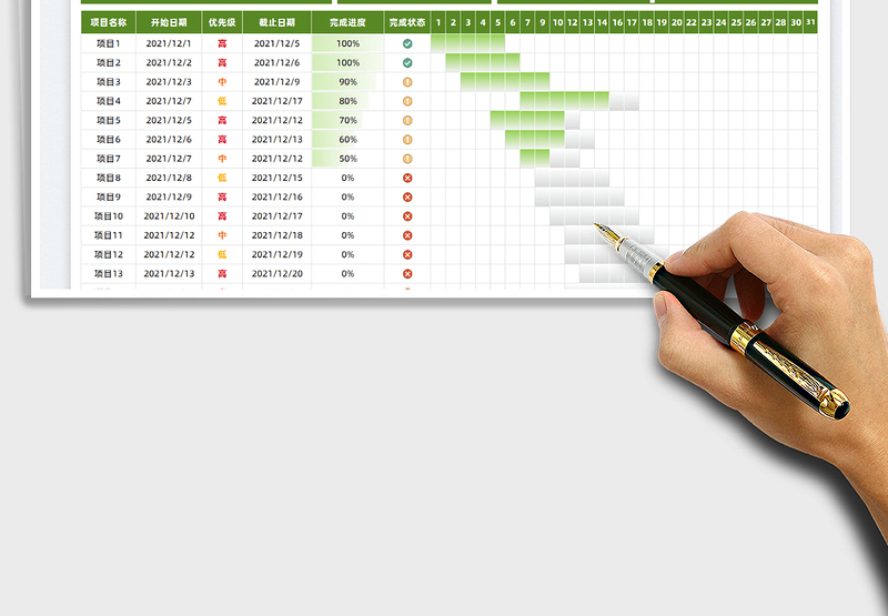2022工作计划表-工作进度表（甘特图）免费下载