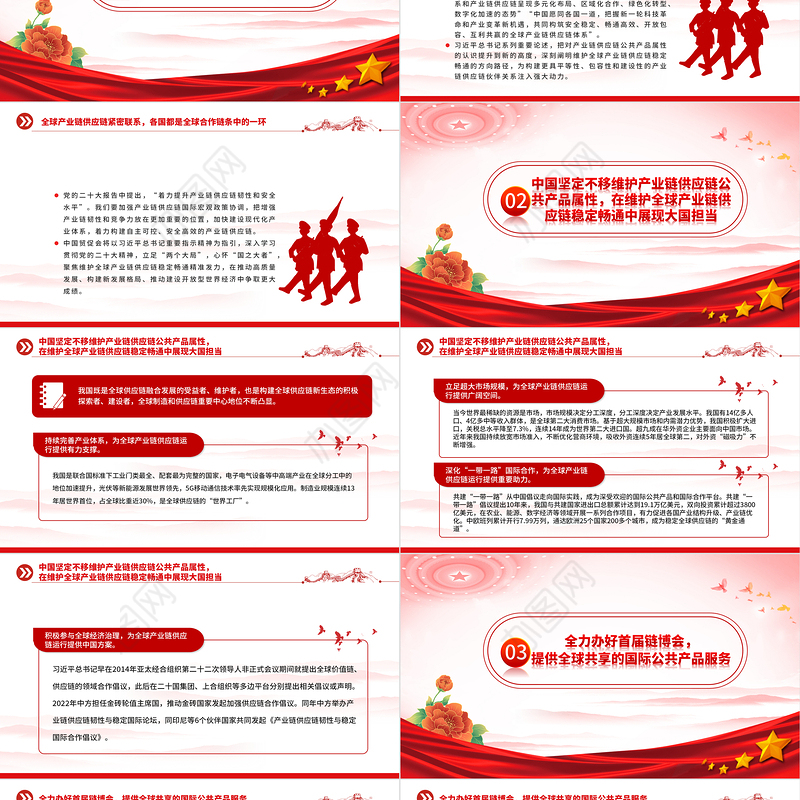 坚定维护全球产业链供应链稳定畅通PPT大气精美风党员干部学习教育专题党课课件模板