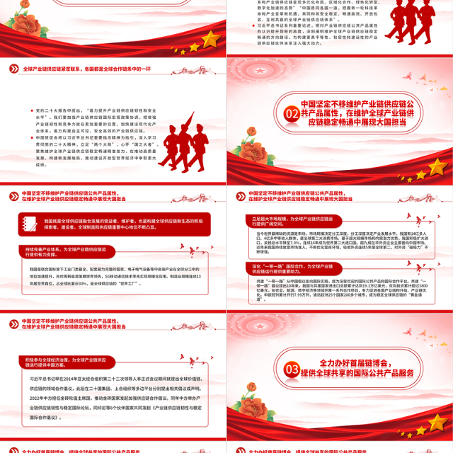 坚定维护全球产业链供应链稳定畅通PPT大气精美风党员干部学习教育专题党课课件模板