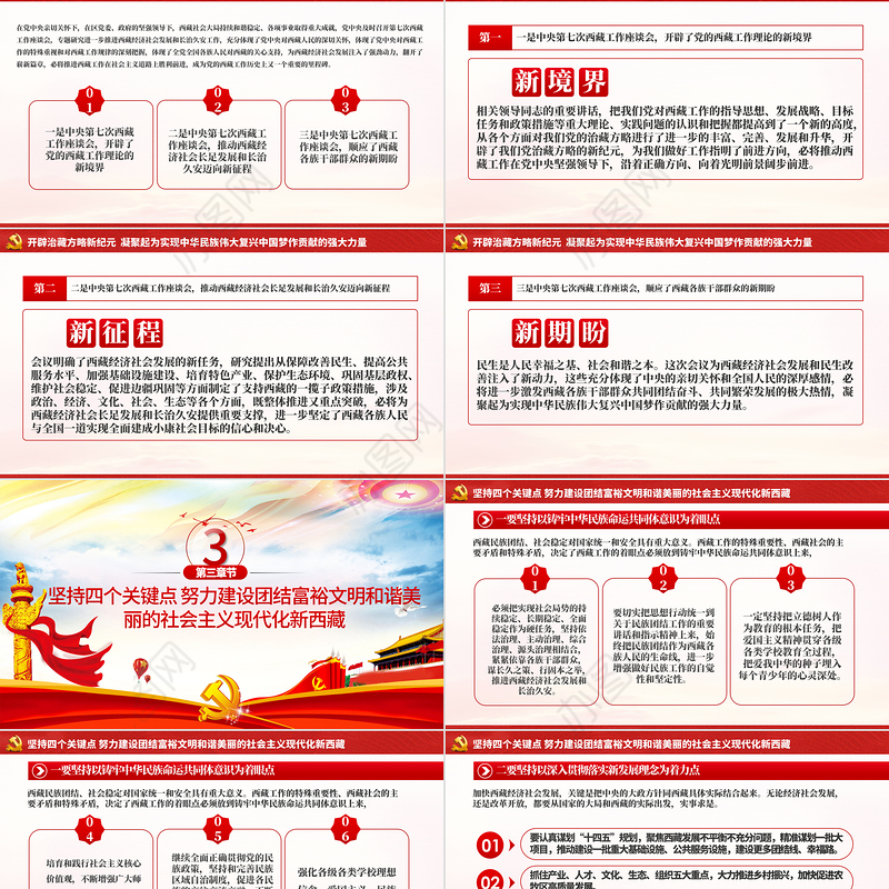 含讲稿地域党课幻彩党建风新时代治藏方略西藏党课PPT模板