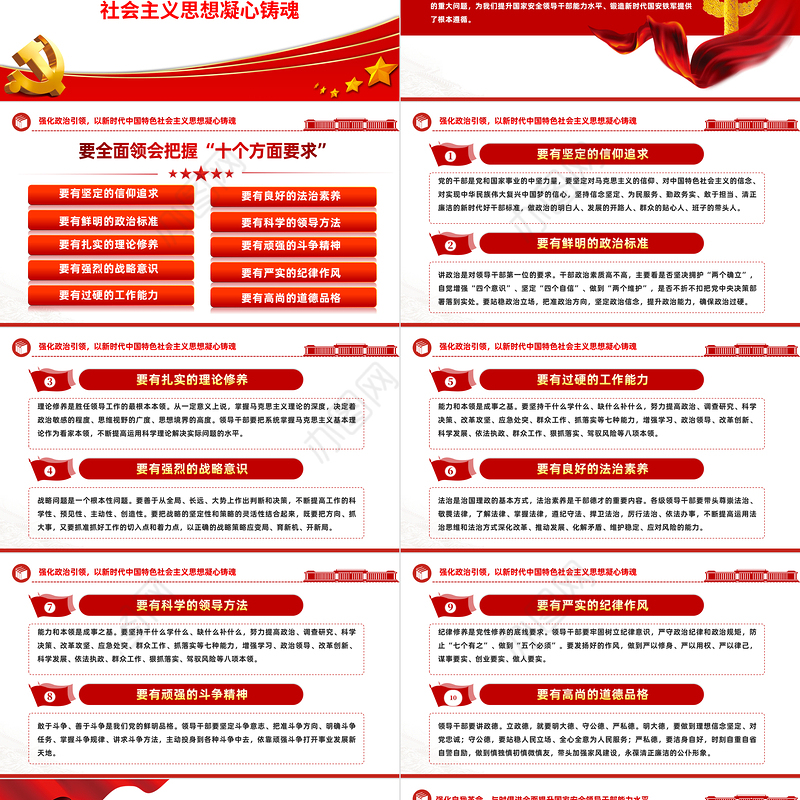 2023全面提升领导干部能力水平加快锻造新时代国安铁军PPT大气精美风党员干部学习教育专题党课课件模板