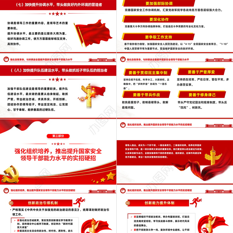 2023全面提升领导干部能力水平加快锻造新时代国安铁军PPT大气精美风党员干部学习教育专题党课课件模板