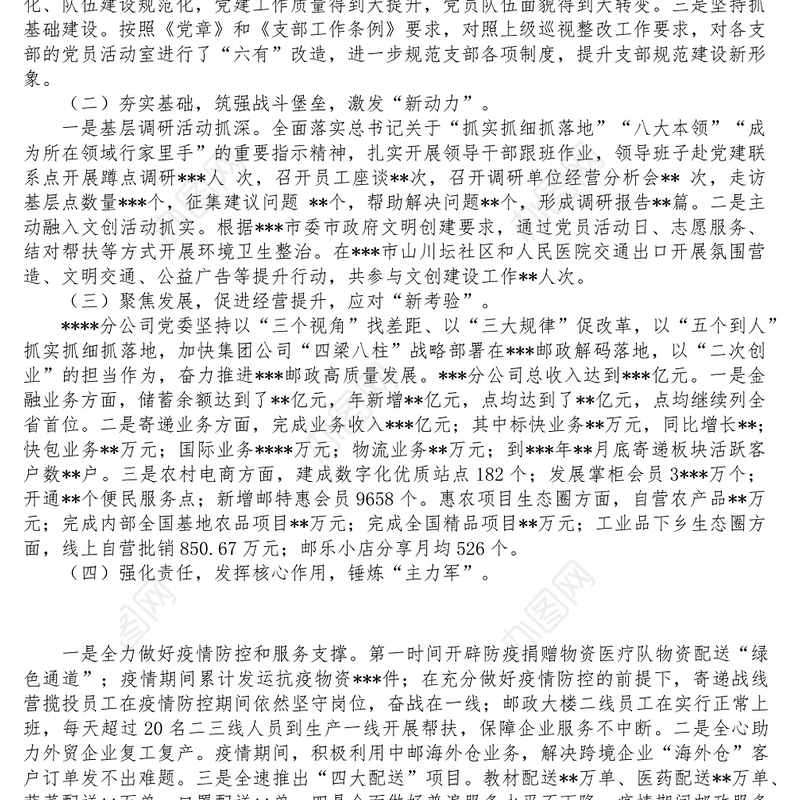 公司党委书记抓党建述职报告