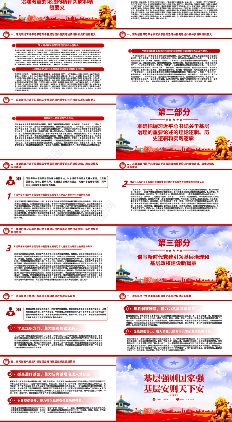 2024基层强则国家强基层安则天下安PPT党建风基层治理微党课