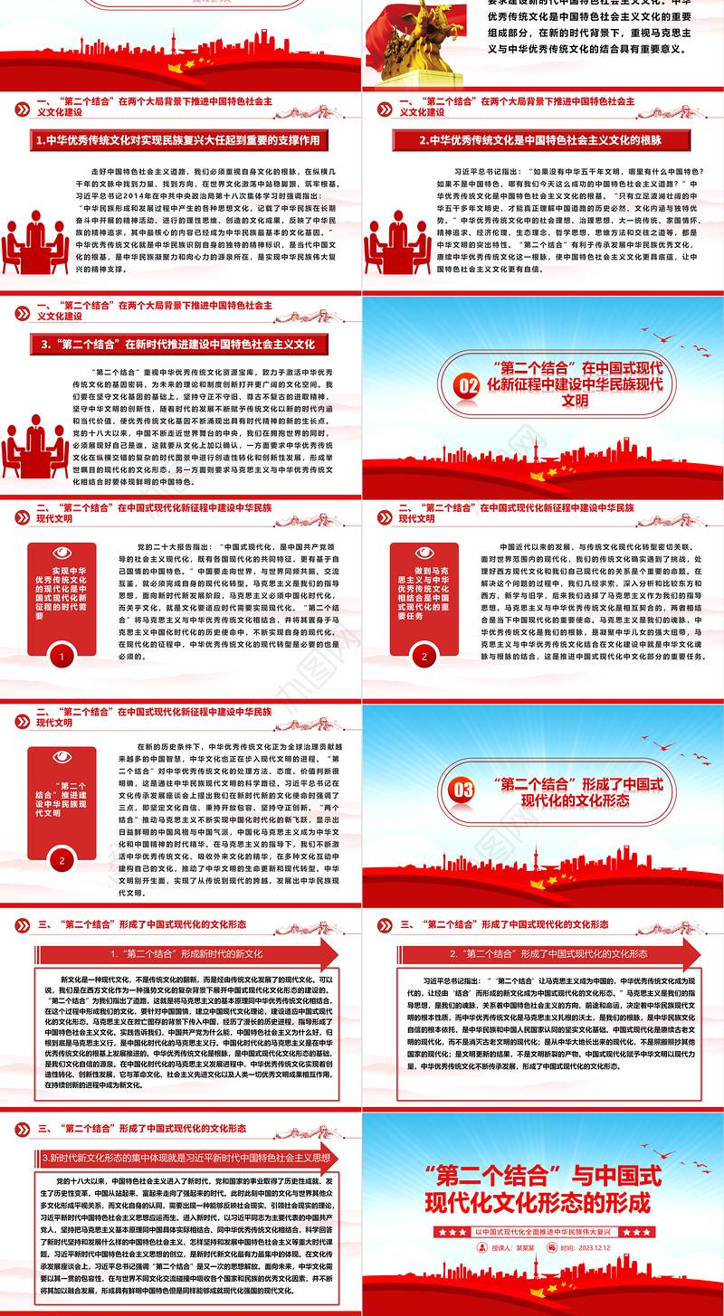 形成中国式现代化文化形态与“第二个结合”ppt大气精美以中国式现代化全面推进中华民族伟大复兴党组织党支部党员学习培训党课课件