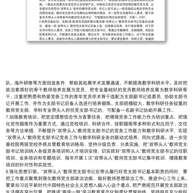 教师党支部书记“双带头人”培育工程实施方案