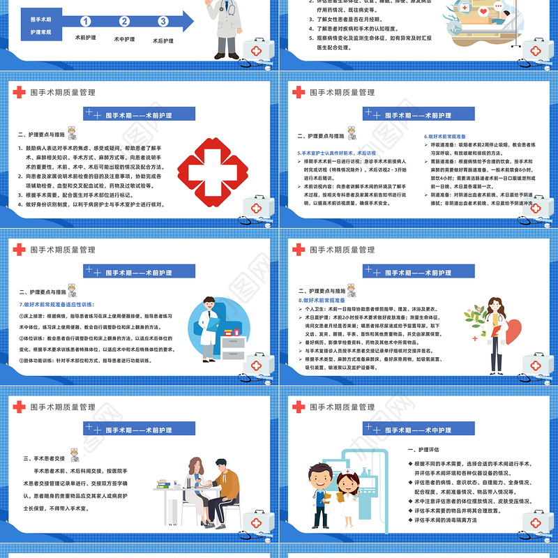 2022围手术期护理质量管理PPT简约插画风医院科室术后护理方案报告课件模板