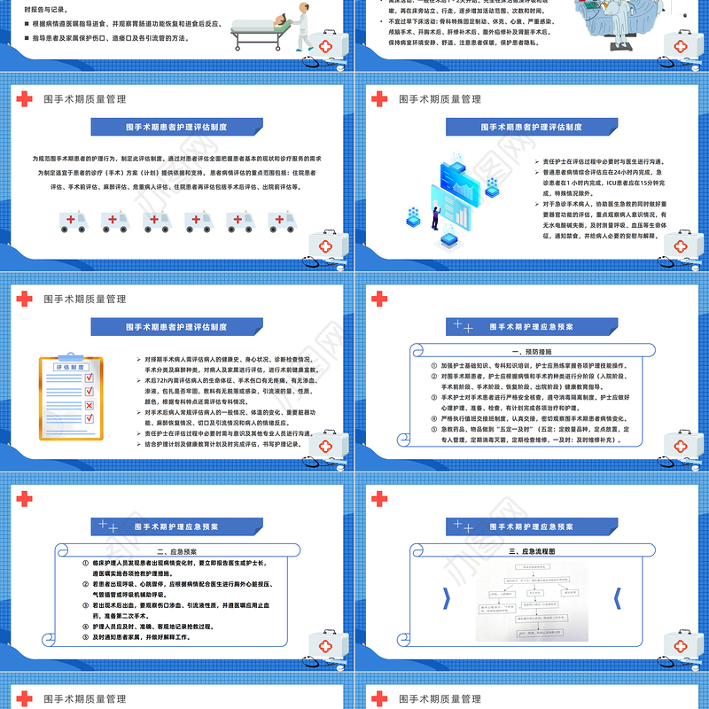 2022围手术期护理质量管理PPT简约插画风医院科室术后护理方案报告课件模板