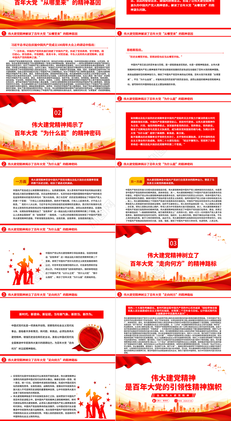 伟大建党精神是中国共产党的精神之源和精神旗帜PPT党建风弘扬伟大建党精神微党课