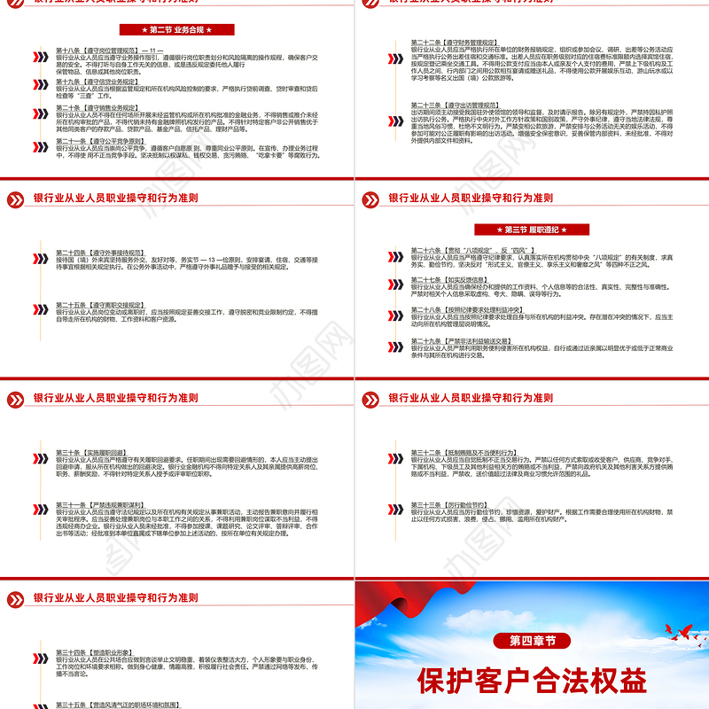 红色精美《银行业从业人员职业操守和行为准则》PPT课件