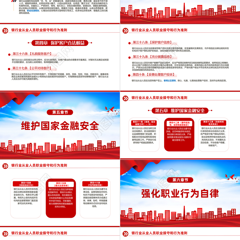 红色精美《银行业从业人员职业操守和行为准则》PPT课件