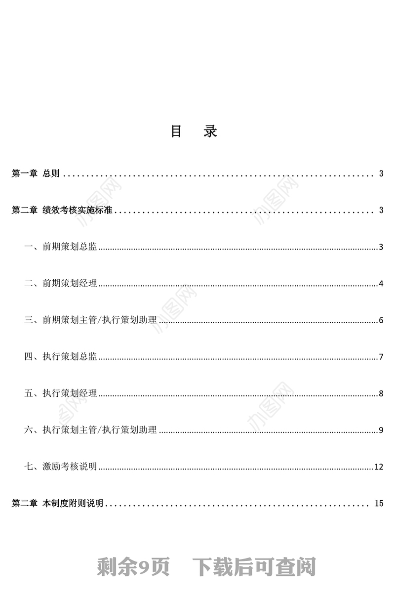 策划类岗位绩效考核管理制度