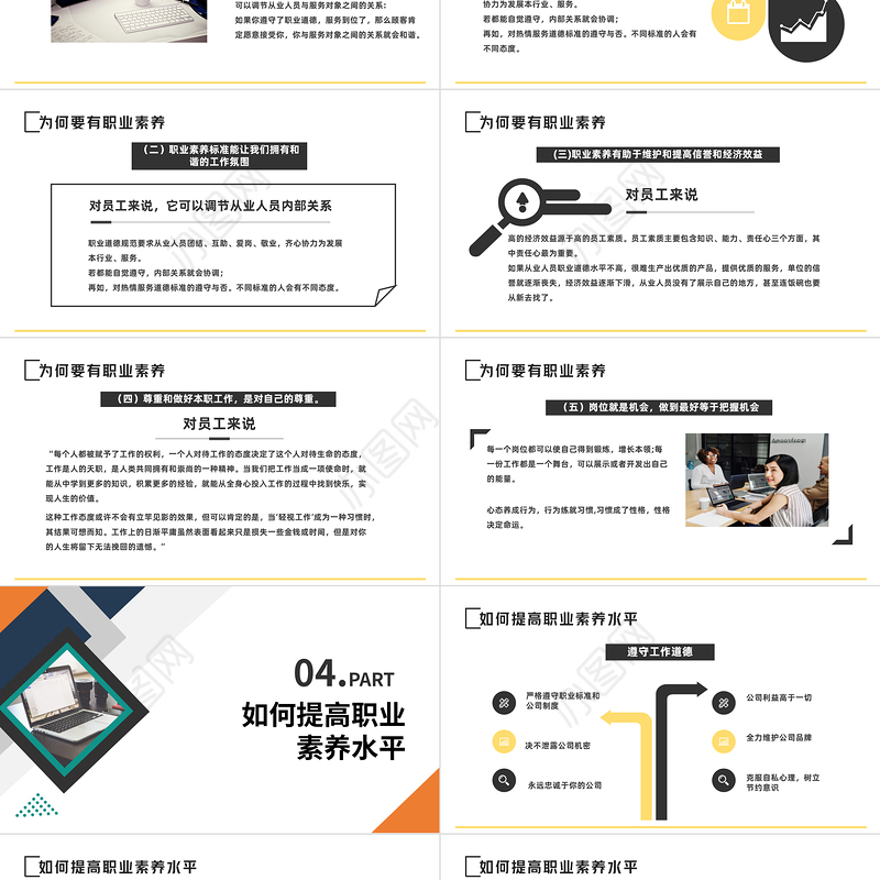 2022员工职业素养培训PPT商务风企业员工职业素养培训课件模板